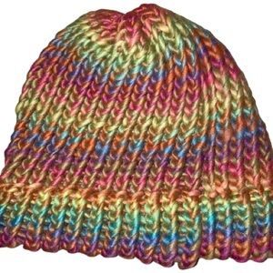 Handmade colorful knit beanie
